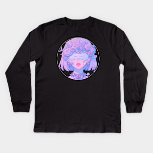 Pastel Goth Queen of Roses Kids Long Sleeve T-Shirt